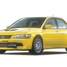 Yellow Mitsubishi Lancer Evolution VII