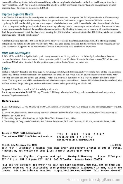 MSM with Microhydrin (4) ---- RBC Life Sciences