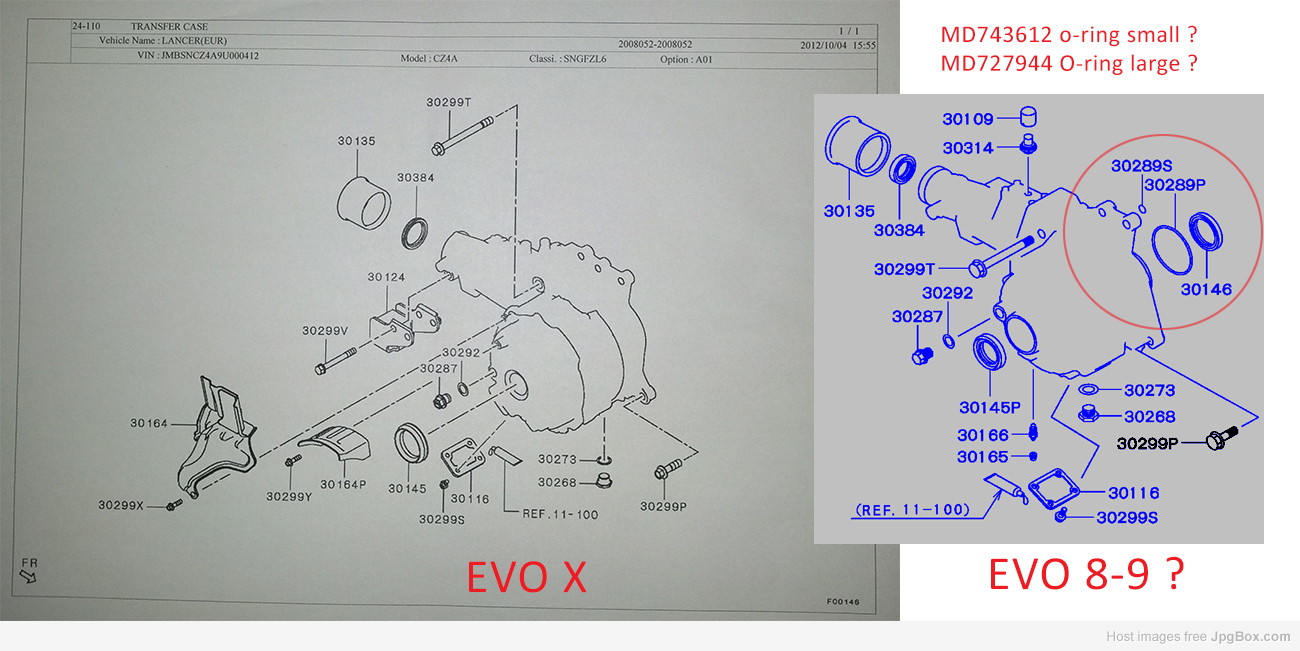 Mitsubishi Lancer Evolution X transfer case seals