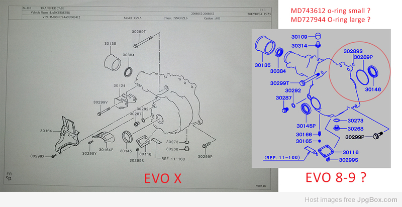 Mitsubishi Lancer Evolution X transfer case seals