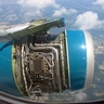 Damaged airplane engine