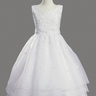 White Embroidered Organza & Pearled Bodice First Communion Dress